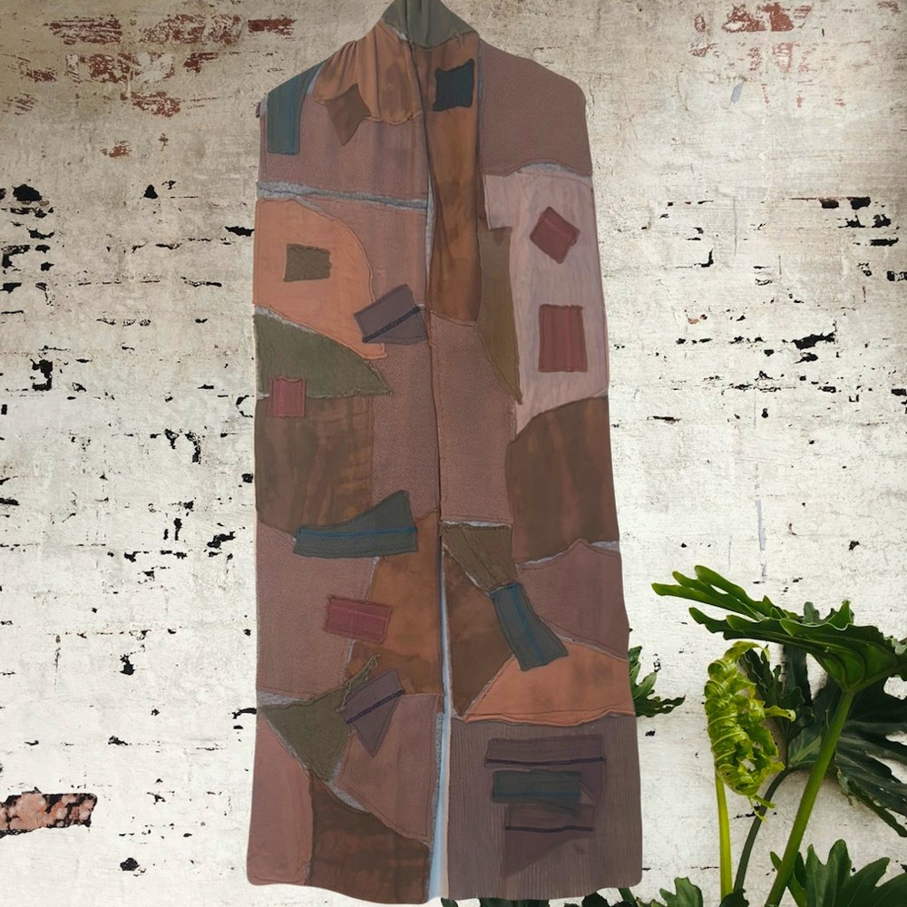 Upcycled post Apocalyptic dystopian boho tattered ragged patchwork scarf